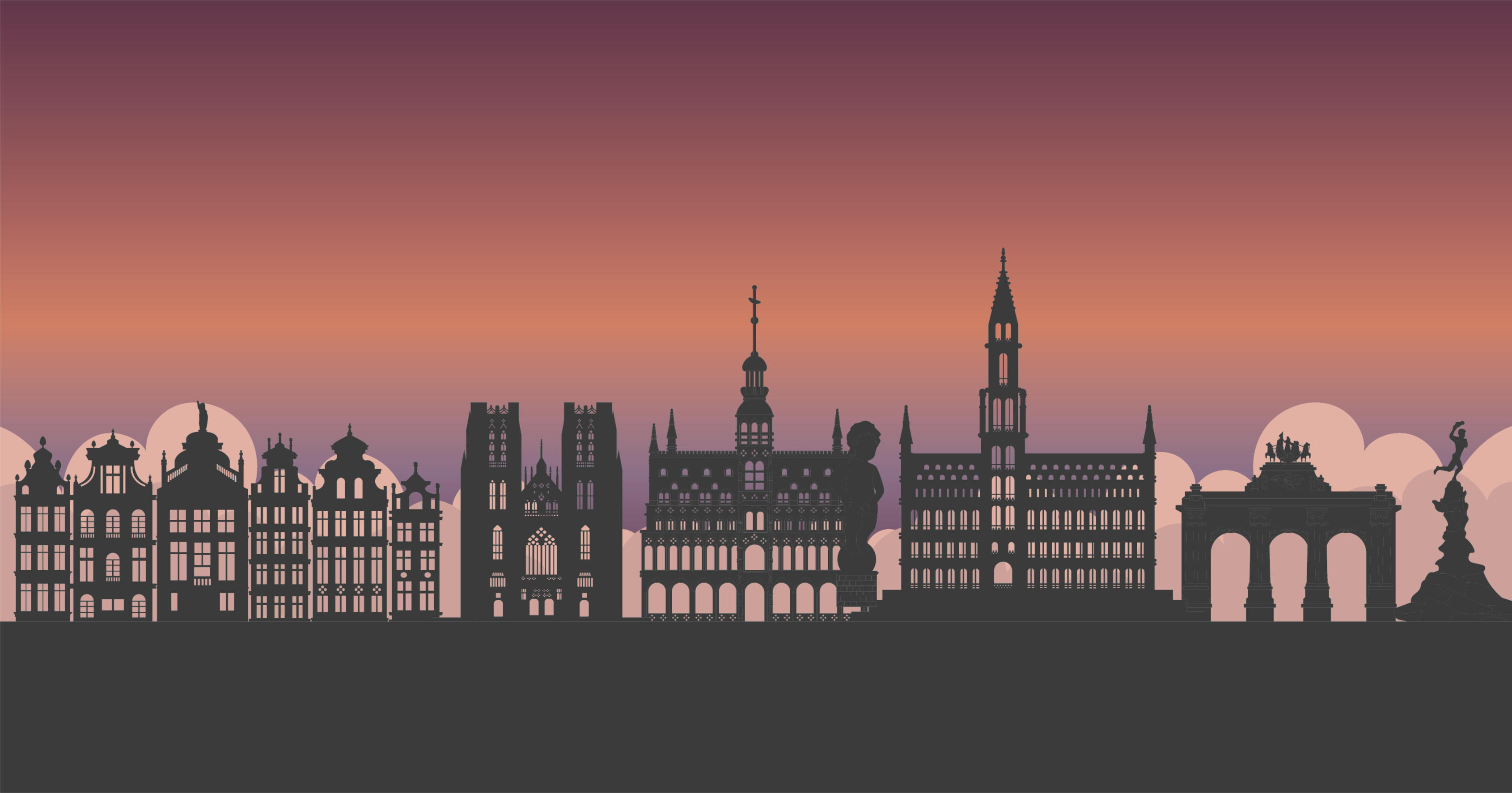 Tapis vinyle carte du monde silhouette monuments Belgique - TenStickers