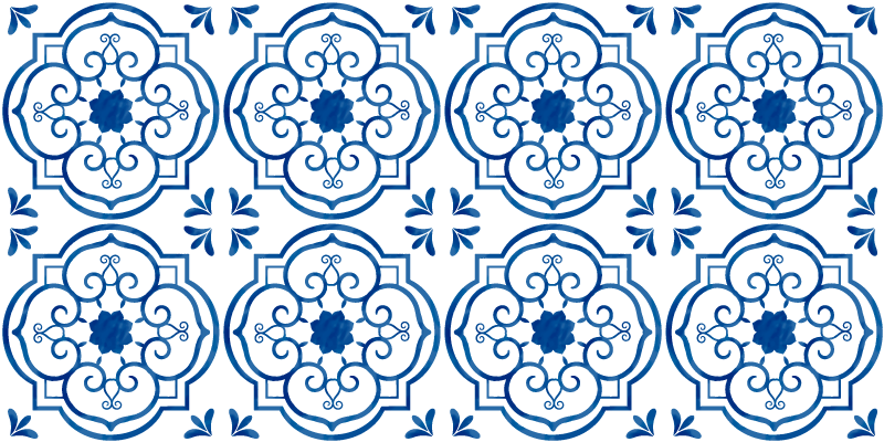 Tapis vinyle carreaux de ciment bleus et blancs - TenStickers