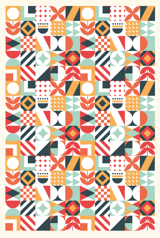 Tapis vinyle géométrique mosaïque symétrique - TenStickers