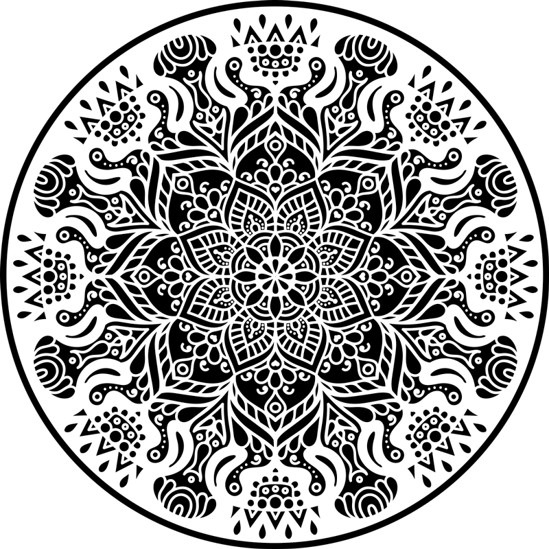 tapis vinyle mandala noir et blanc - TenStickers