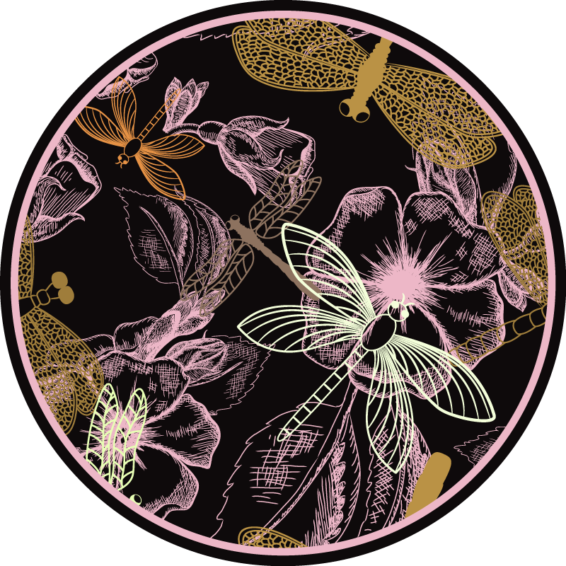 Tapis vinyle plantes imagerie d'insectes botaniques - TenStickers