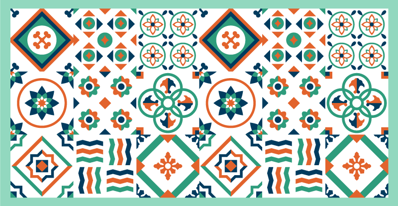 Tapis lino cuisine motif dynamique de carreaux - TenStickers