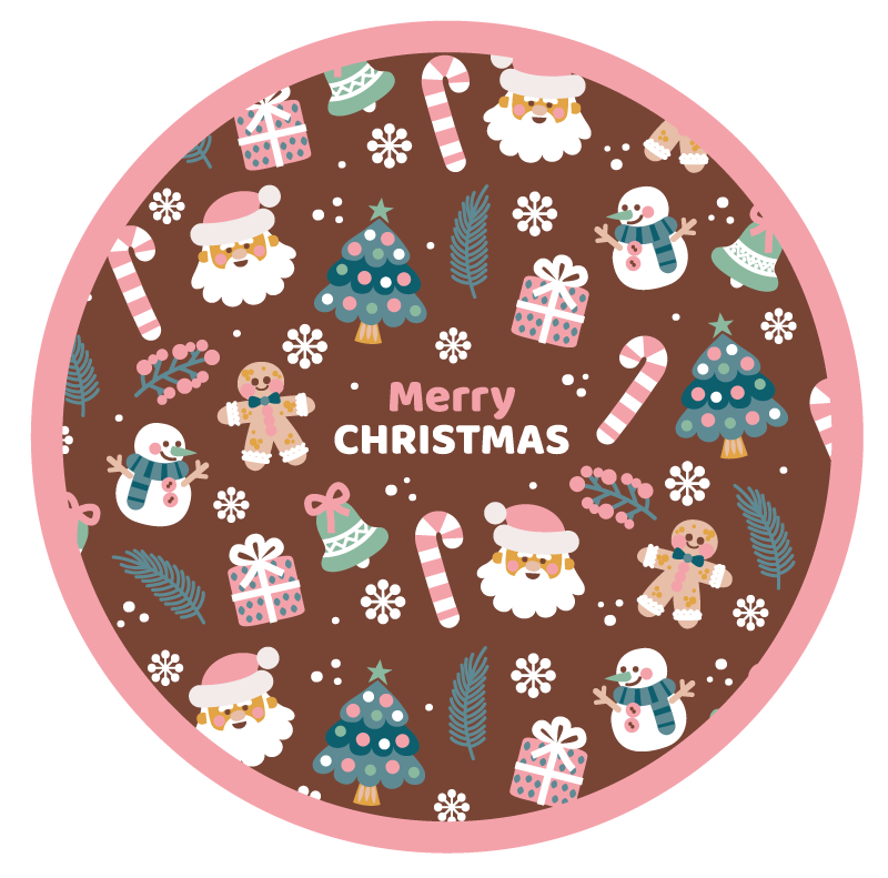 Tapis vinyle noël cercle rond festif - TenStickers