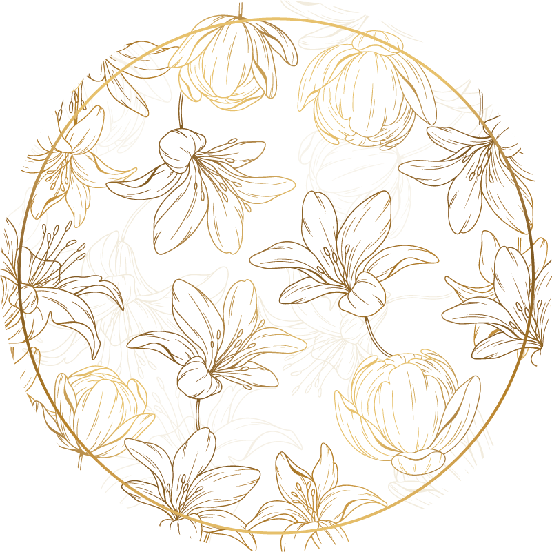 Tapis vinyle plantes motif de cercle floral - TenStickers