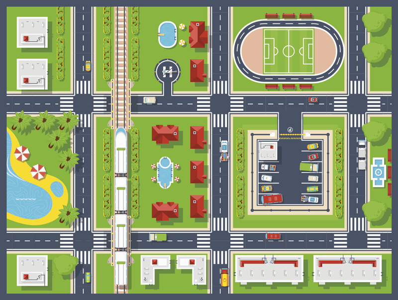 Tapis vinyle enfant routes ville - TenStickers