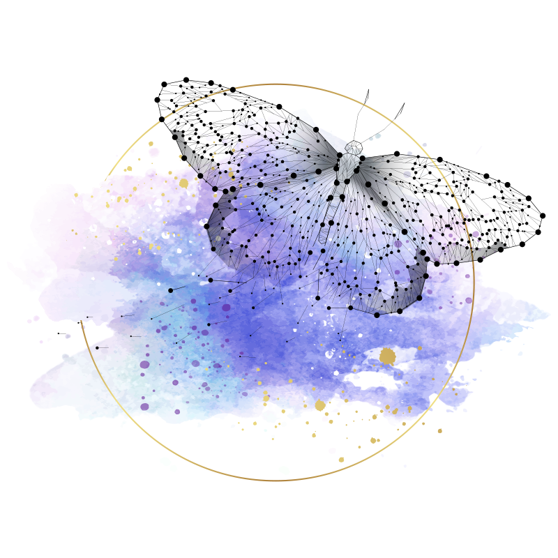 Tapis vinyle plantes aquarelle papillon - TenStickers