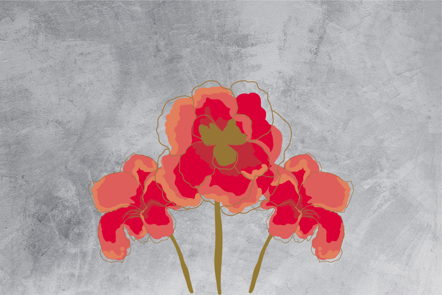 Tapis vinyle plantes trio de fleurs florales - TenStickers
