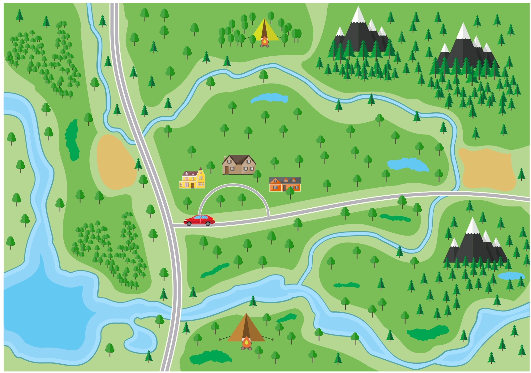 Tapis vinyle de rue Carte routière de montagne - TenStickers