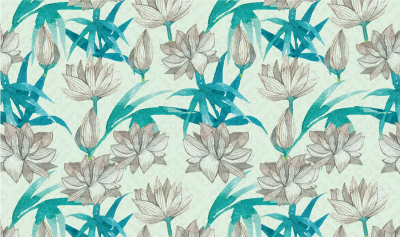 Tapis vinyle plantes tons pastels floraux - TenStickers