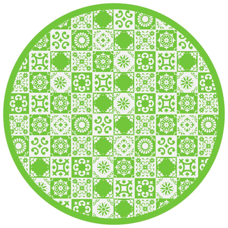 tapis vinyle carreaux Abstrait vert et blanc - TenStickers