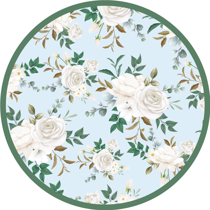 Tapis vinyle plantes composition circulaire florale - TenStickers