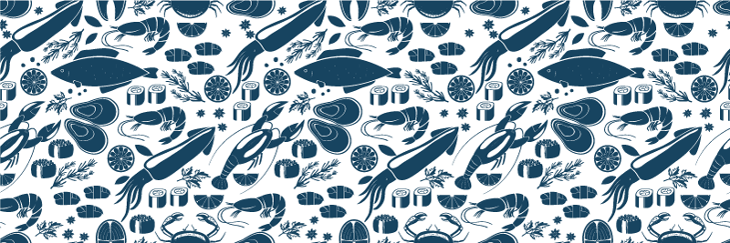 Tapis vinyle cuisine motif fruits de mer - TenStickers