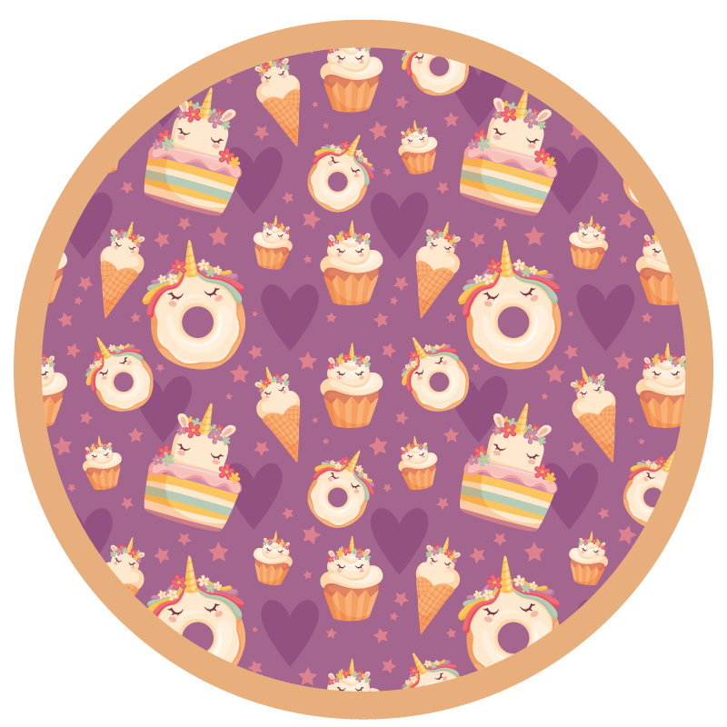 Tapis vinyle pour enfants licorne traite ronde - TenStickers