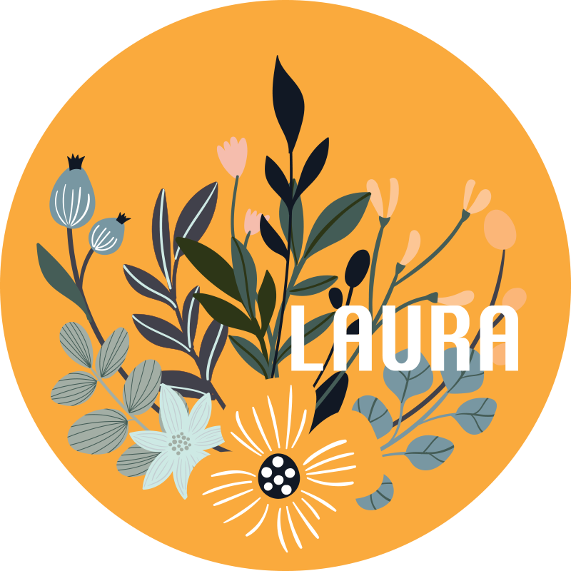 Tapis vinyle personnalisé insigne floral personnalisé - TenStickers