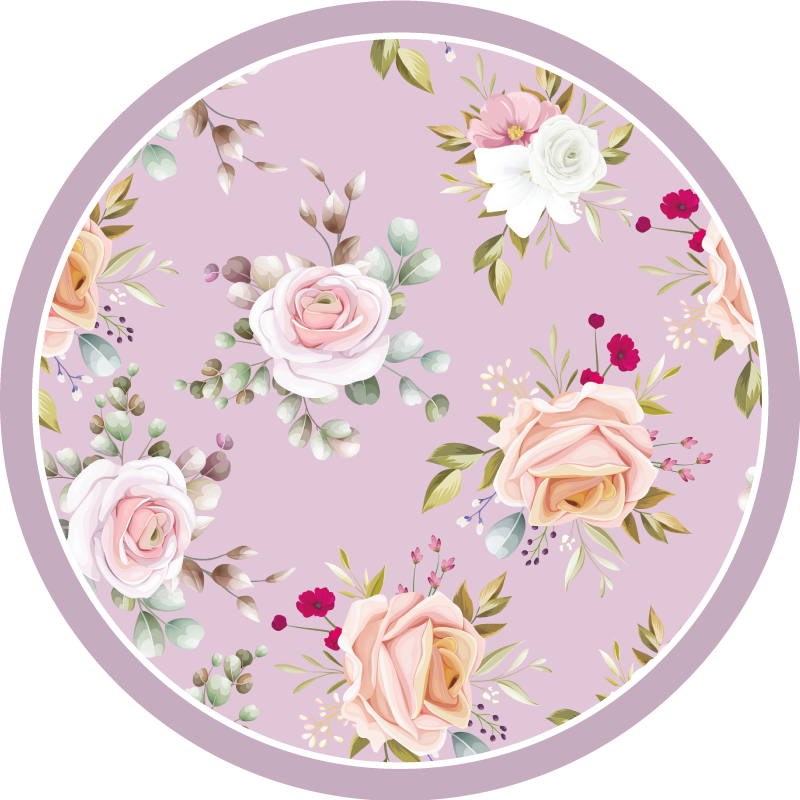 tapis vinyle chambre vinylee floral rose - TenStickers