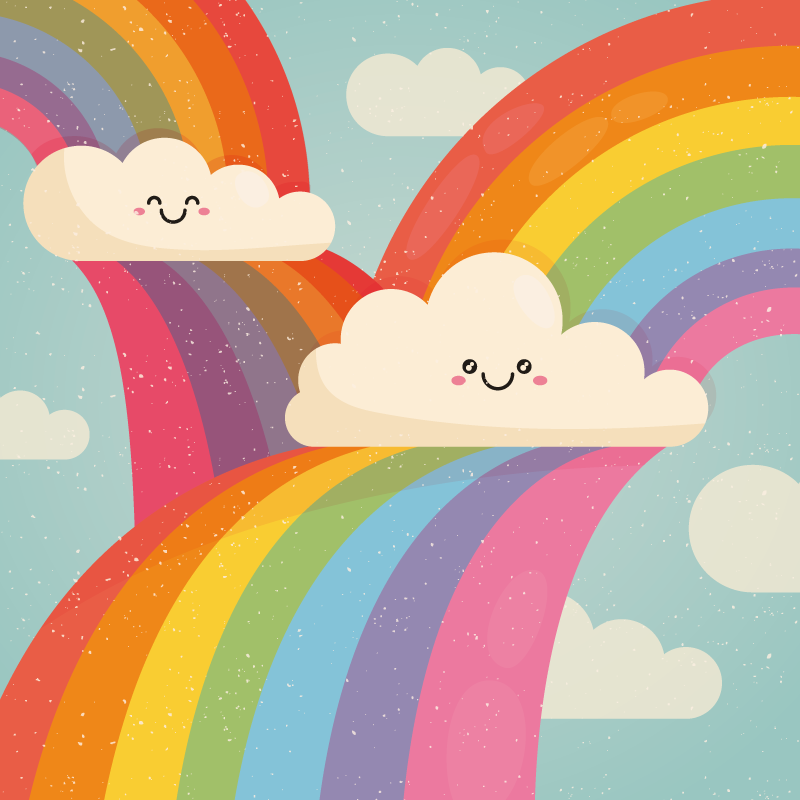 tapis vinyle pour enfants Arc en ciel dans les nuages - TenStickers