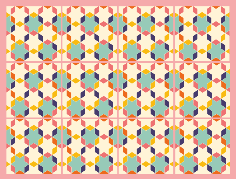 Tapis vinyle carreaux de ciment vintage colorés - TenStickers