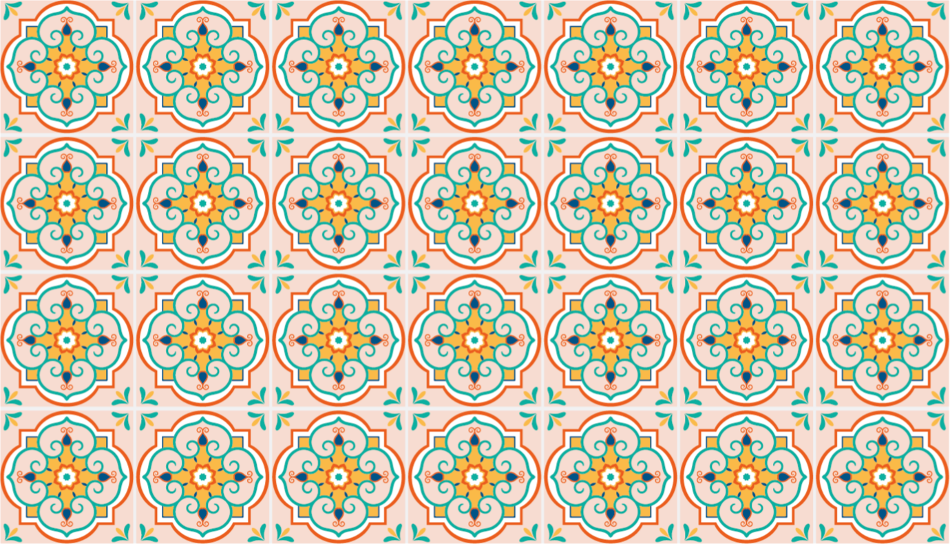 Tapis vinyle carreaux de ciment motif à motifs en mosaïque - TenStickers