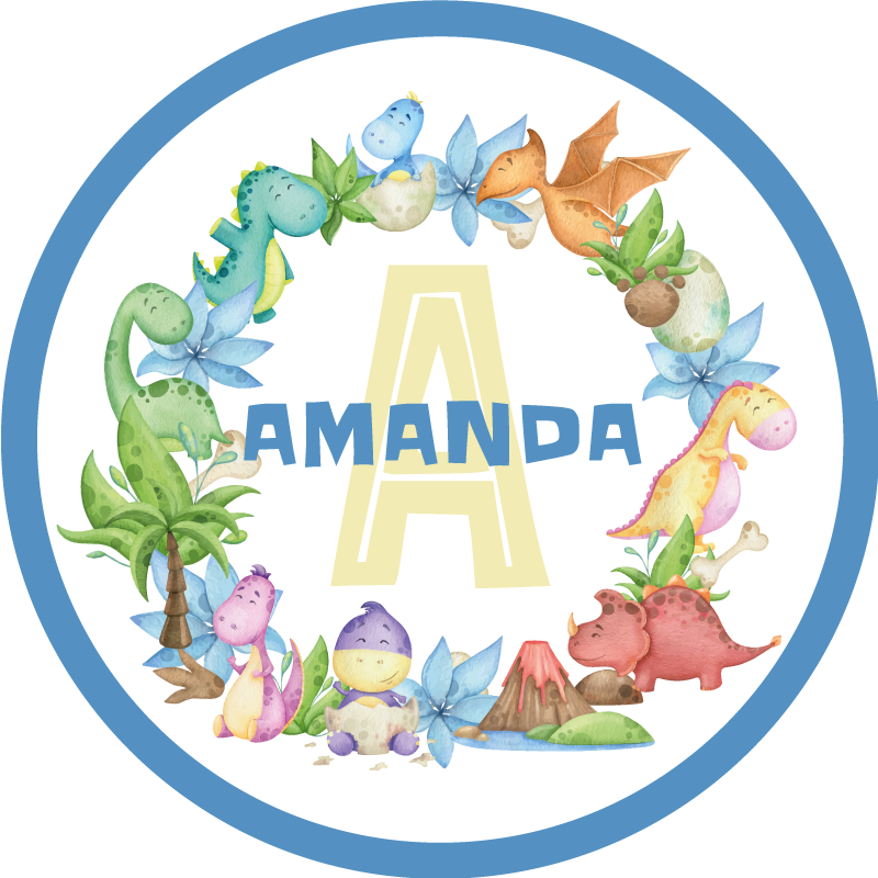 Tapis vinyle personnalisé cercle de dinosaures - TenStickers