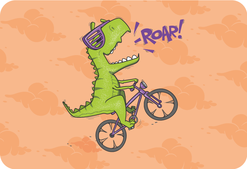 Tapis vinyle pour enfants rugissement de dinosaure à vélo - TenStickers