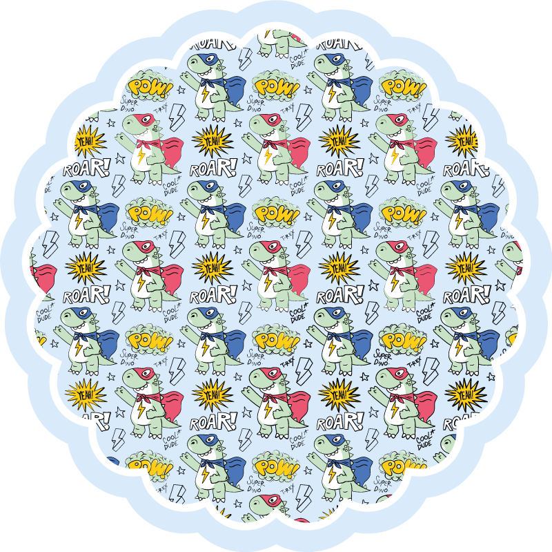 Tapis vinyle pour enfants dinosaures de super-héros - TenStickers