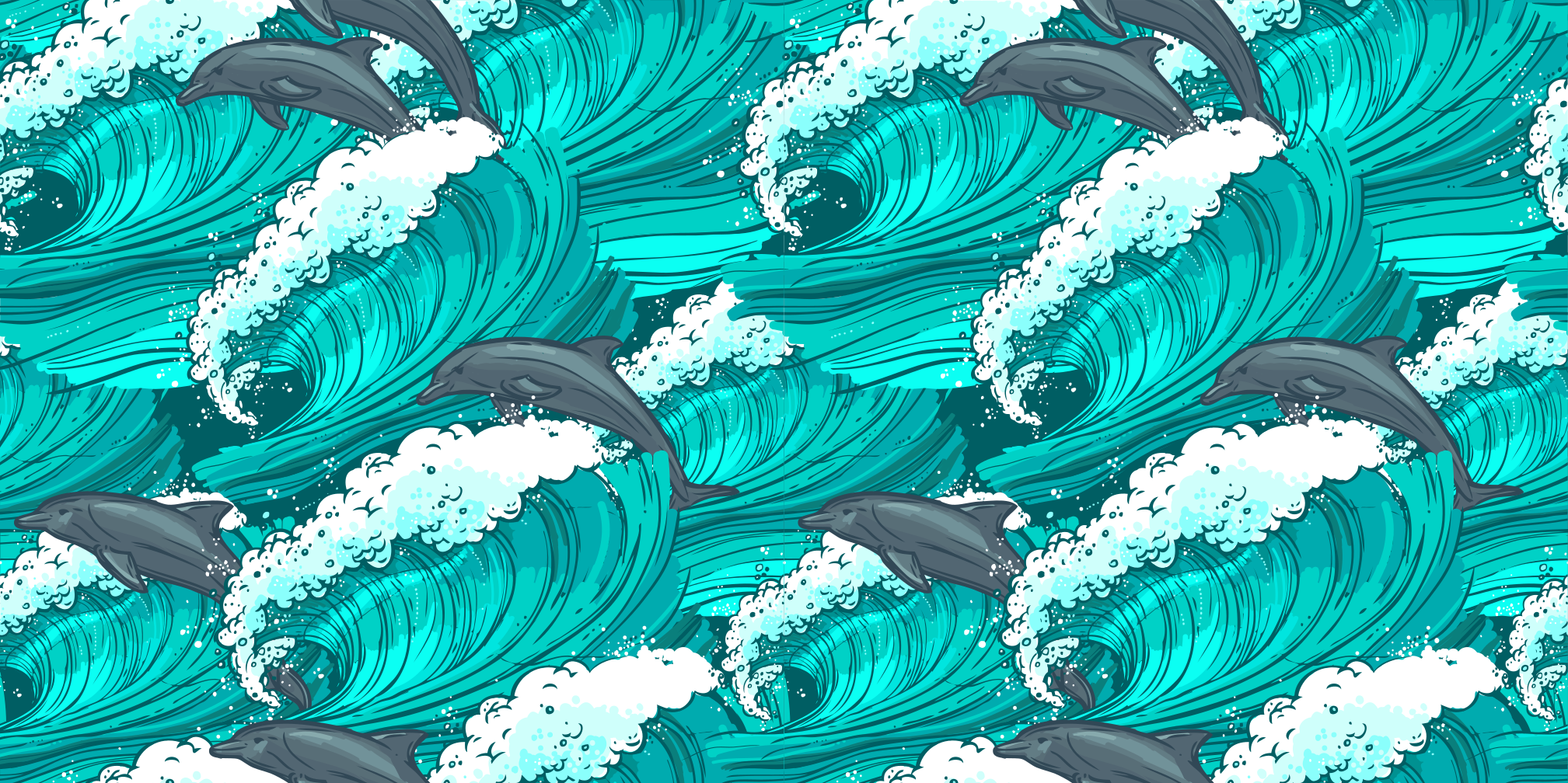 Tapis vinyle animal motif de vague de dauphin - TenStickers