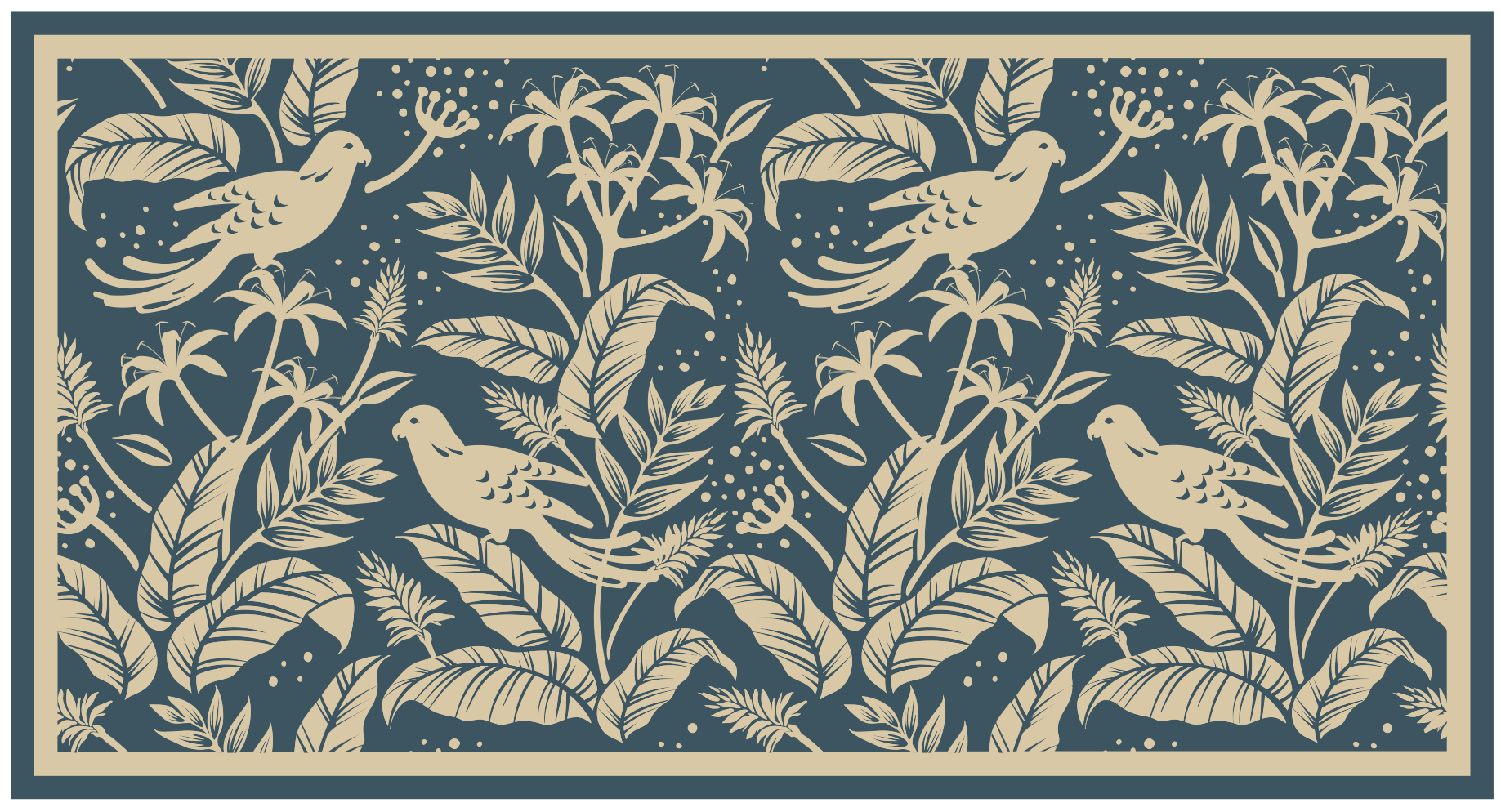 Tapis vinyle plantes illustration d'oiseau botanique - TenStickers
