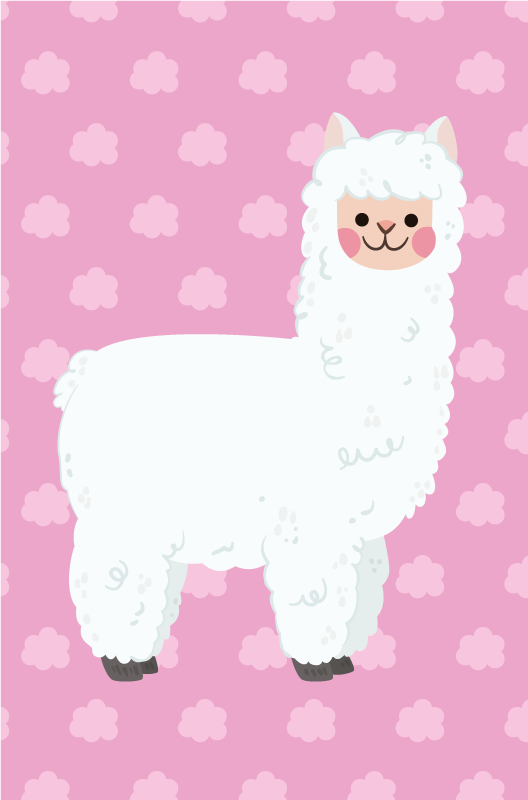 Tapis vinyle bébé illustration de lama nuageux - TenStickers