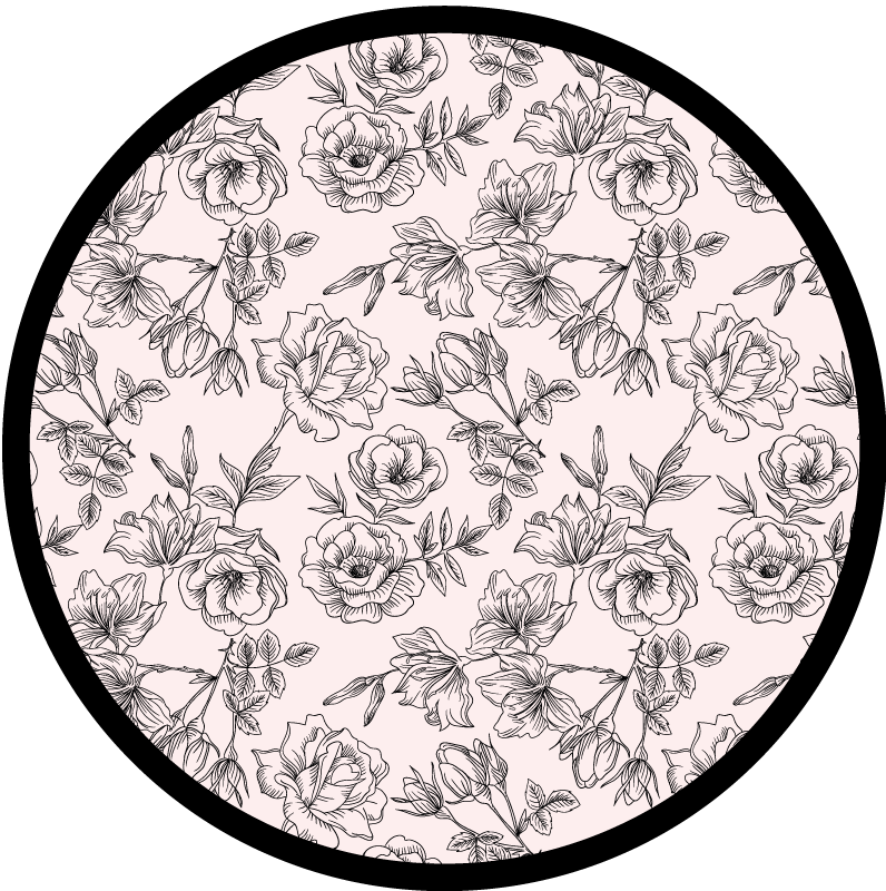 Tapis vinyle plantes cercle de motifs floraux - TenStickers