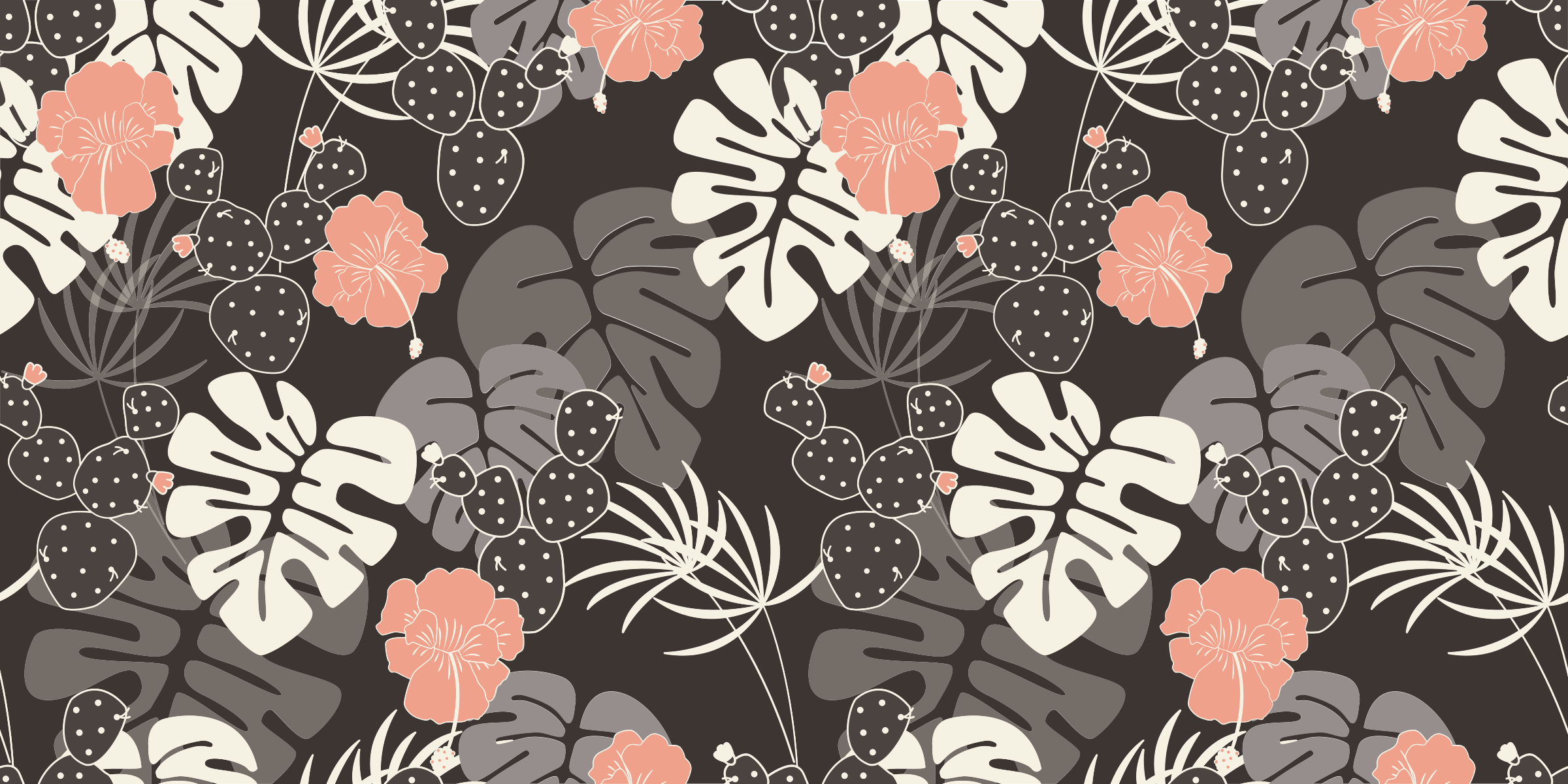 Tapis vinyle plantes design noir tropical - TenStickers