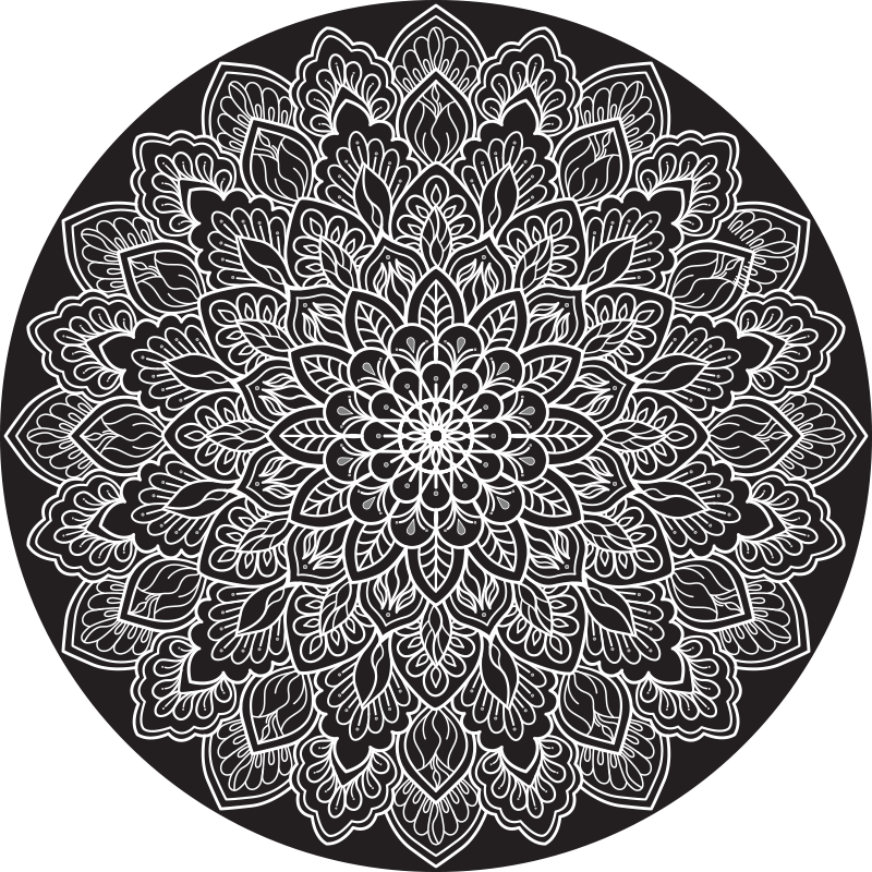Tapis vinyle mandala concept monochrome élégant - TenStickers