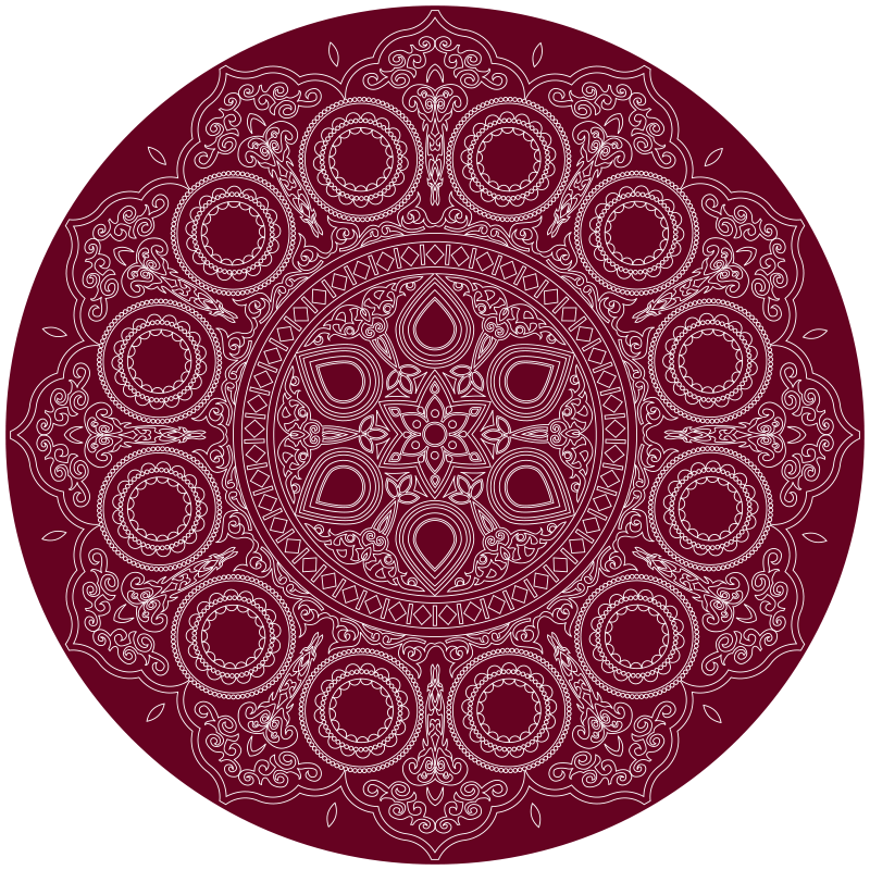 Tapis vinyle mandala motif rouge bordeaux - TenStickers