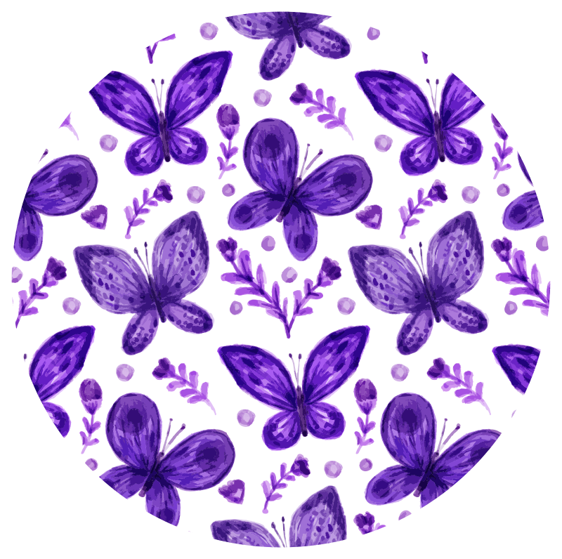 Tapis vinyle plantes motif de cercle de papillon - TenStickers