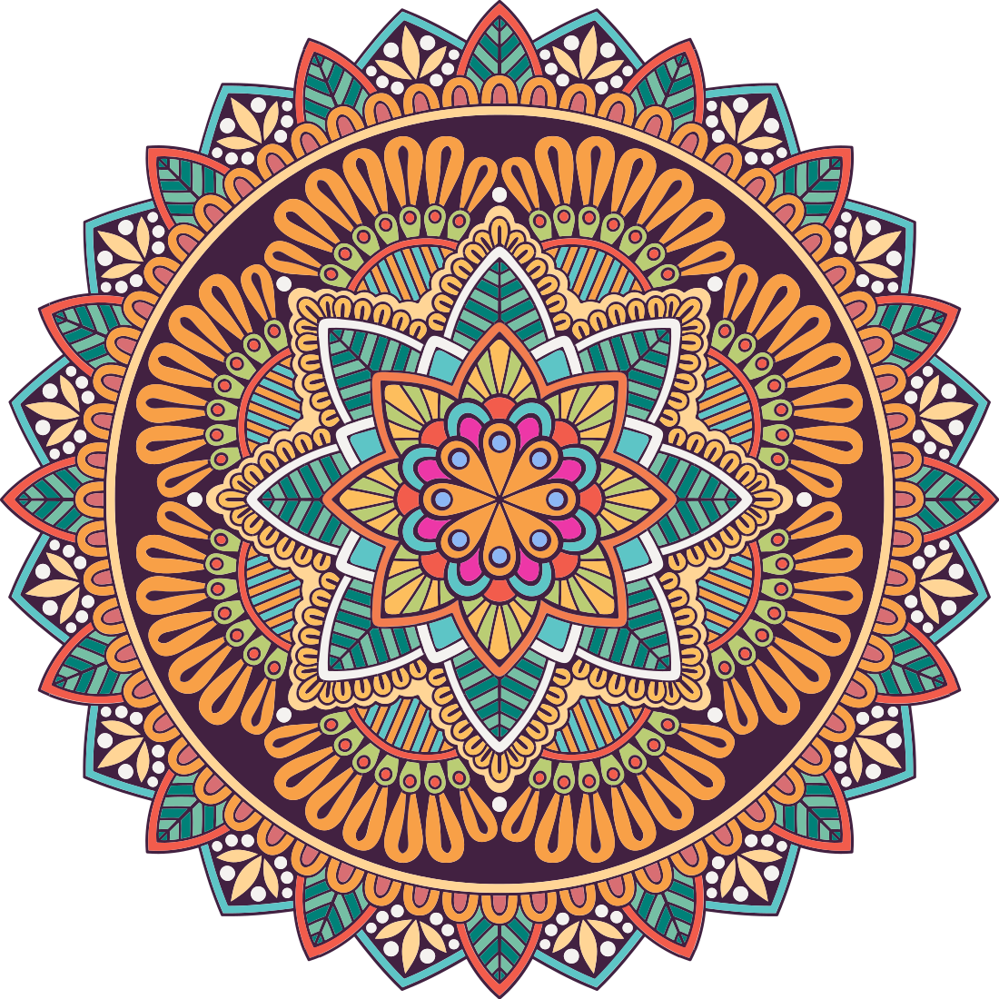 Tapis vinyle mandala motif mandala vibrant - TenStickers