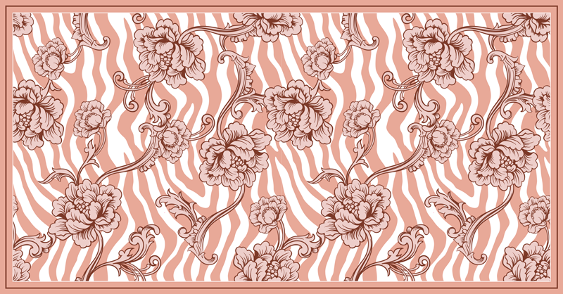 Tapis vinyle chambre fusion florale zébrée - TenStickers