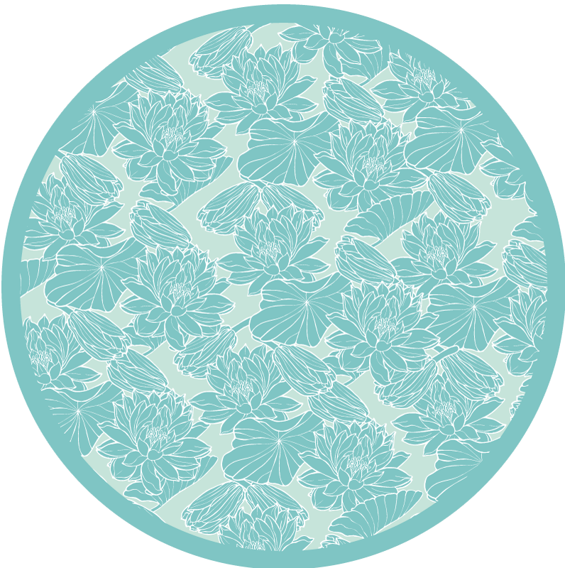Tapis vinyle plantes cercle à motif floral - TenStickers