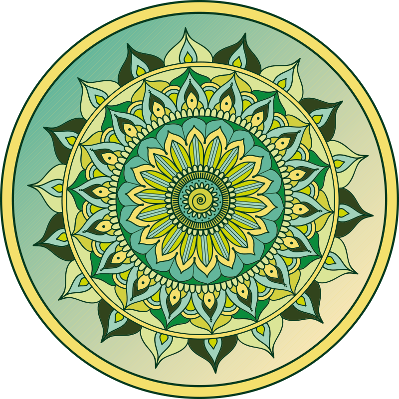 Tapis vinyle mandala Ombre verte mandala - TenStickers