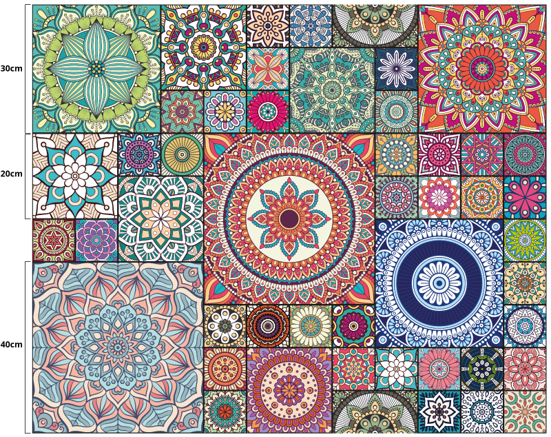 Tapis vinyle carreaux mandala - TenStickers