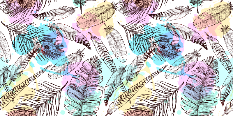 Tapis vinyle plantes motif de plumes - TenStickers