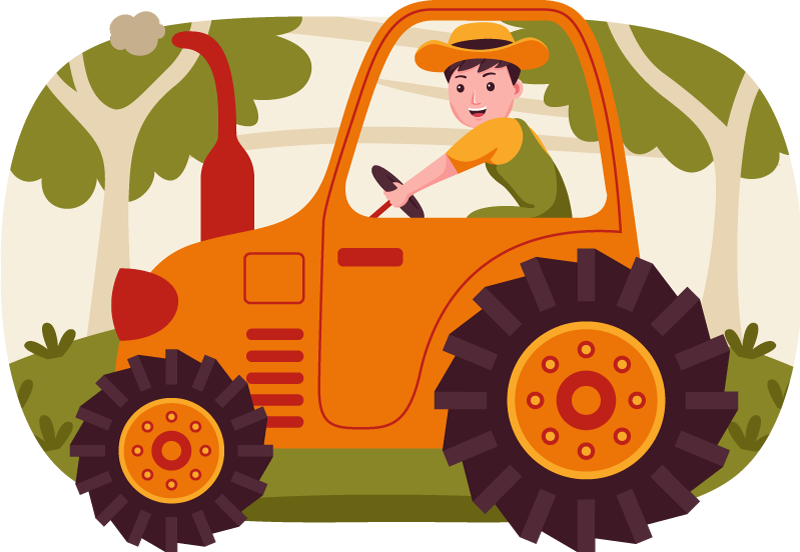 Tapis vinyle pour enfants images ludiques du tracteur - TenStickers
