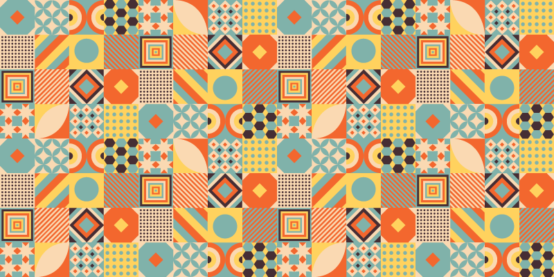 Tapis vinyle géométrique concept de carreaux dynamiques - TenStickers