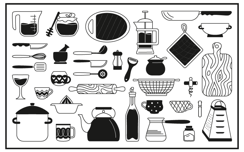 Tapis vinyle cuisine collection d'icônes culinaires - TenStickers