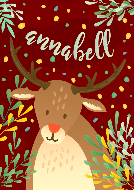 Tapis vinyle noël renne avec nom - TenStickers