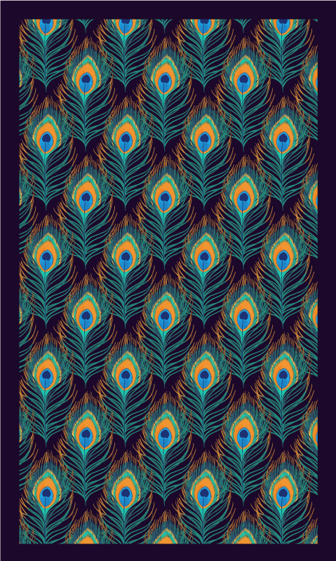 Tapis vinyle chambre motif de plumes de paon - TenStickers