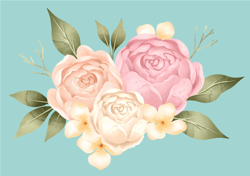 Tapis vinyle plantes composition botanique - TenStickers