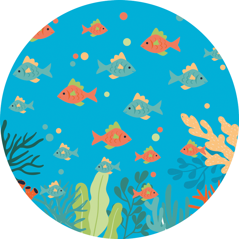 Tapis vinyle salle de bain scène sous-marine colorée - TenStickers
