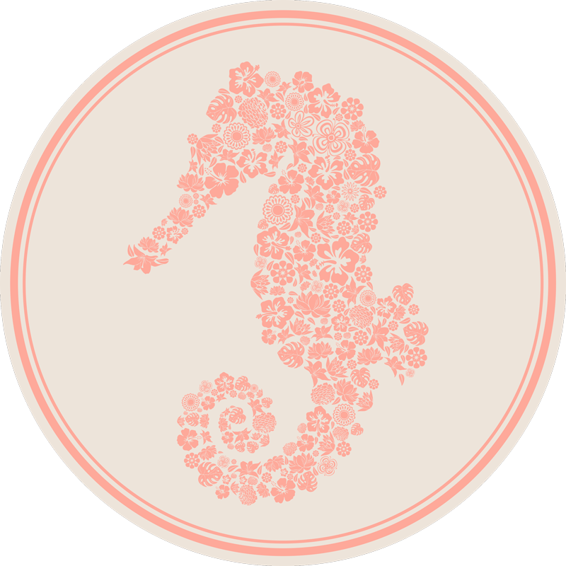 Tapis vinyle plantes motif floral d'hippocampe - TenStickers