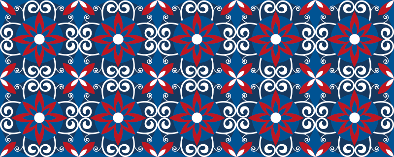 Tapis vinyle carreaux de ciment élément spirale botanique - TenStickers