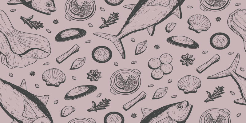 Tapis vinyle cuisine motif inspiré des fruits de mer - TenStickers