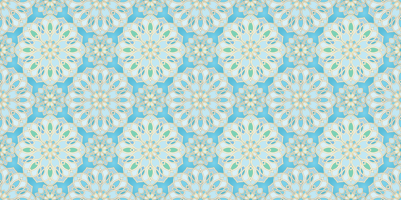 Tapis vinyle mandala éléments bleus complexes - TenStickers